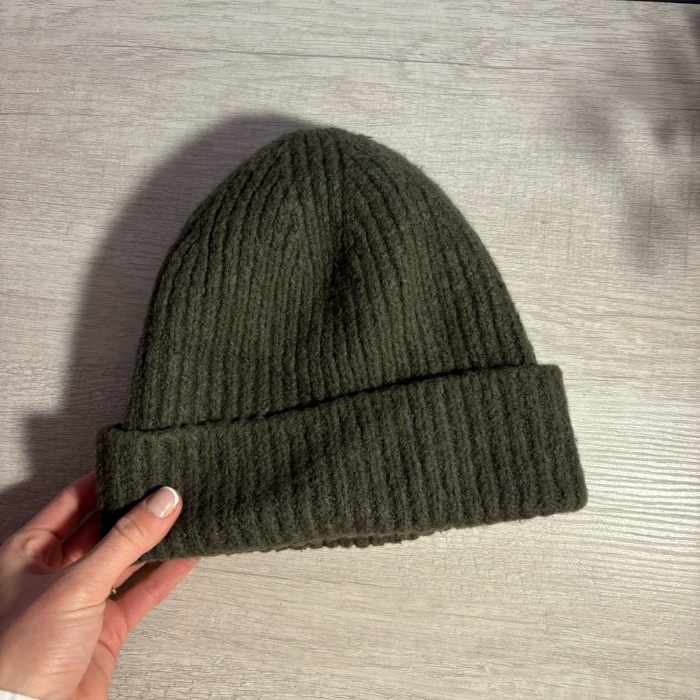 Acne Studios Olive Ribbed Knit Beanie